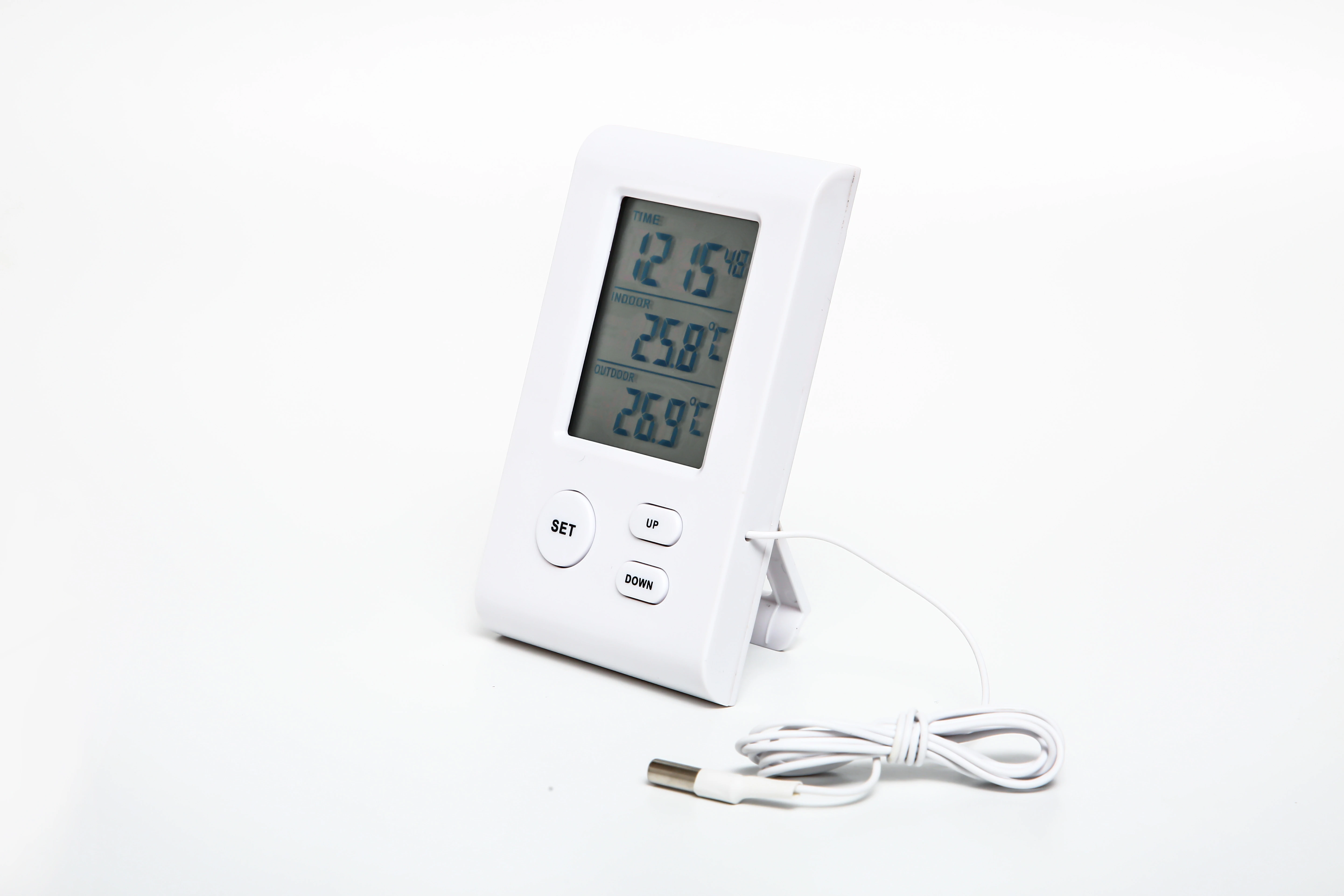 Digital LCD Indoor/Outdoor Thermometer Humidity Hygrometer with Min/Max Value and Clock