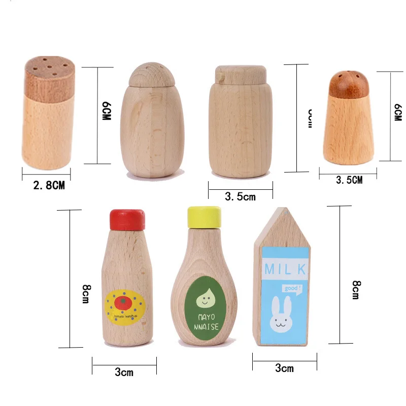 Child Pretend Role Play Fake Food Seasoning Spices Bottles Kids Learn Toy 