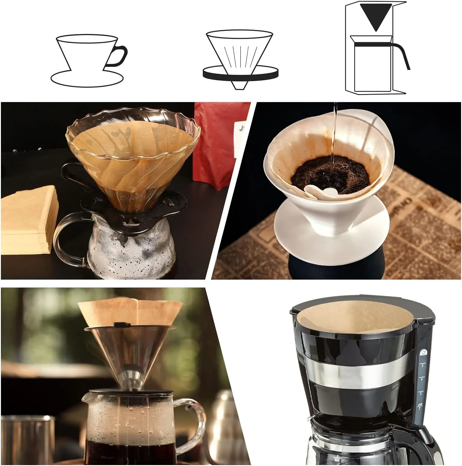 Coffee Filters Size 02 40 Count Cone Disposable Natural Paper Filter 2