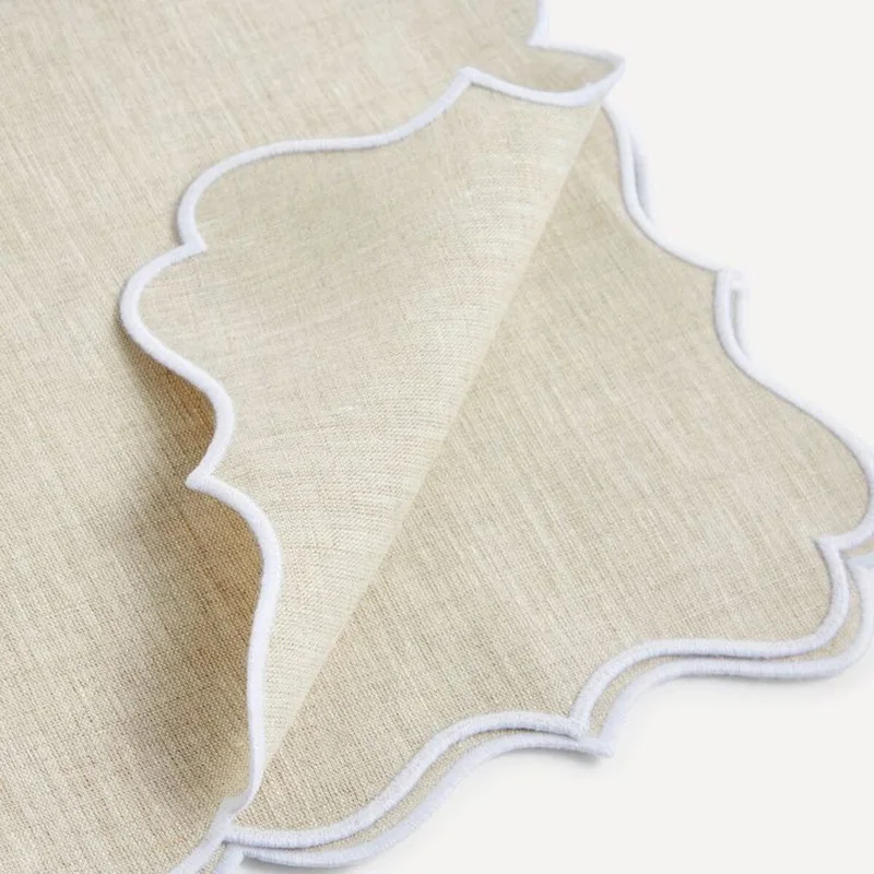 Embroidered Rustic Linen Placemats, Personalized Floral Hand Embroidered Placemats, Washable Placemats Rectangular
