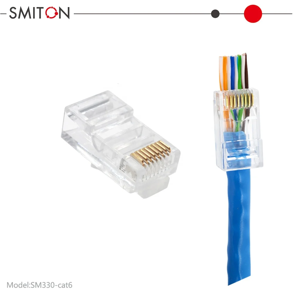 Ethernet Cables Network Cat6 Cat5e RJ45 UTP Pass Through  Rj45 Connector Plug