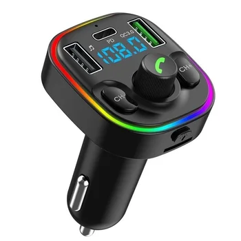 7 Color Tf Dual Usb C Handsfree Qc Fast Car Charger Audio Car Mp3 