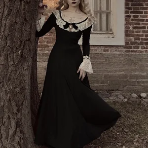 Youthful Black Lace - Trimmed Bodycon Velvet Maxi Dress