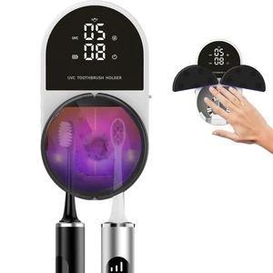 Wall Mounted UVC Tooth Brush Holder Non Dill with Clock Fan