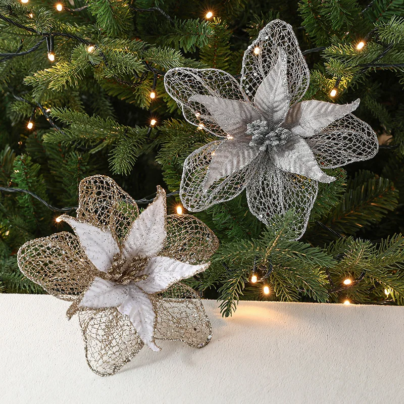 Fiori Artificiali Rossi Per Albero Di Natale - 12 Pezzi, Decorazioni Natalizie, Ghirlande E Ceste, Colore Viola, 13 Cm