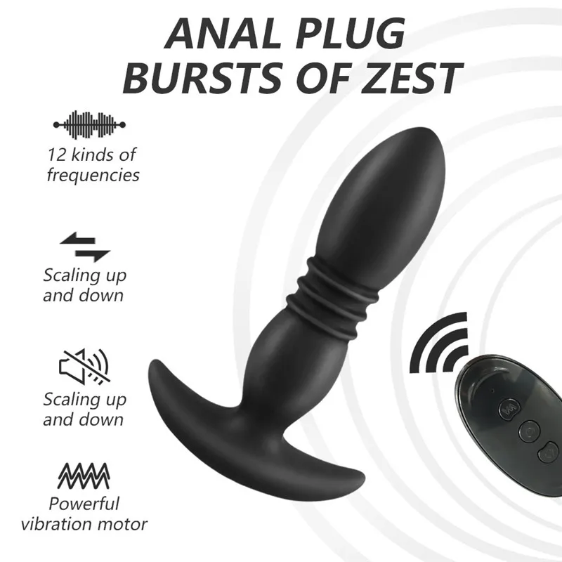 Thrusting Dildo Vibrator Big Butt Plug Anal Vibrator Wireless Remote  Control Male Prostate Massager Anus Toys Vibrators for Men