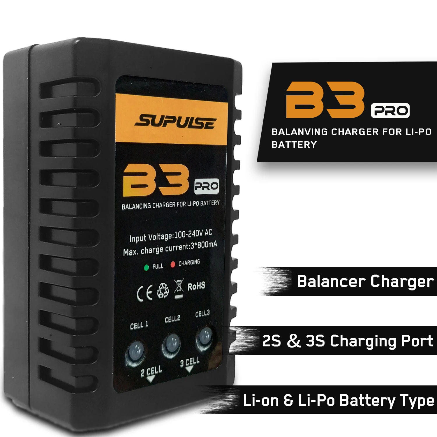RC B3 LiPo 2S-3S Battery Balancer Charger 7.4-11.1V RC Pro Compact Charger B3AC 