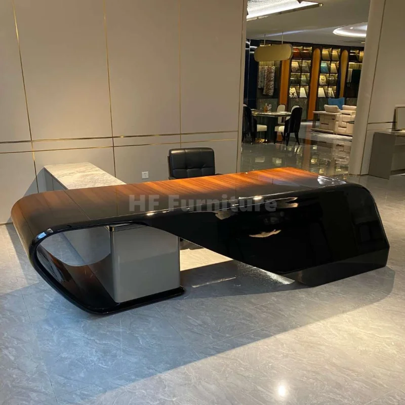 modern luxury boss table design l shaped computer desk home wooden