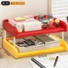 Two-tiered book and file shelf [red and yellow]