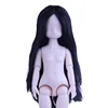 Cabello liso negro con raya al medio - cabeza + cuerpo