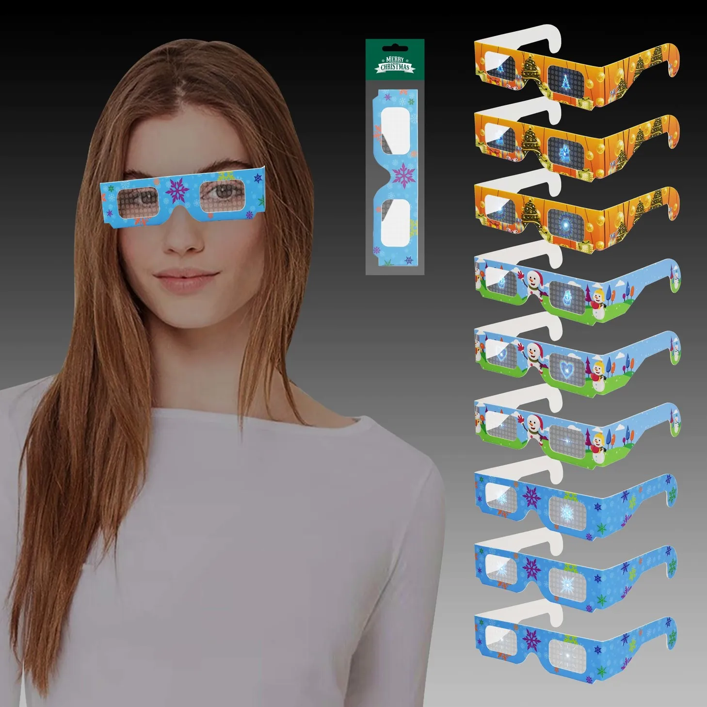 Custom Cardboard Diffraction Glasses 3d Rave Glasses Christmas