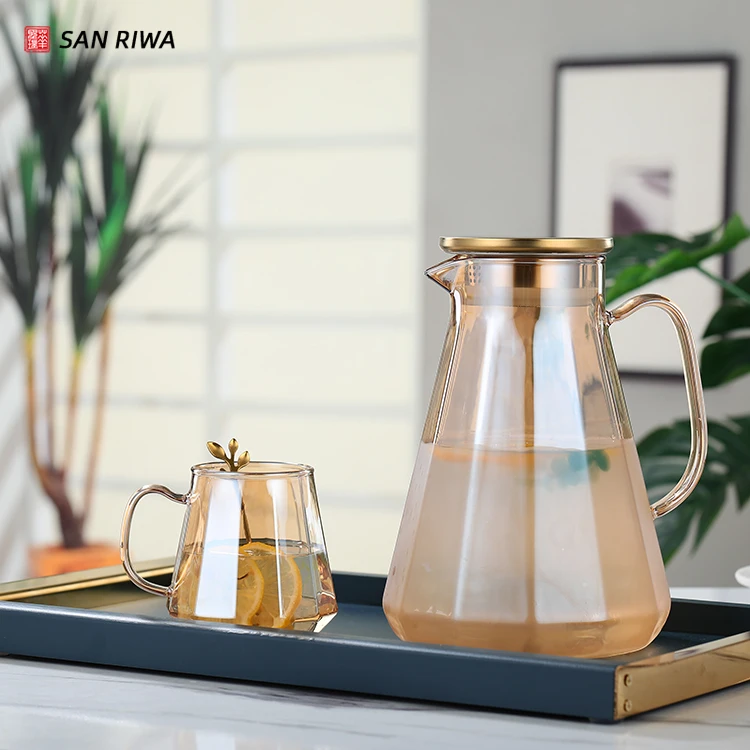 Japanese Water Pitcher with Handle Heat Resisttant Cold Hot Kettle  Large-capacity Tea Pot Water Bottle Juice Jug Gray Amber - AliExpress