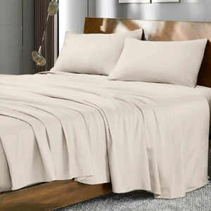 Luxury Hotel 60s Long Staple Cotton Bed Linen Queen Size Embroidery Bed Fitted Sheet Set