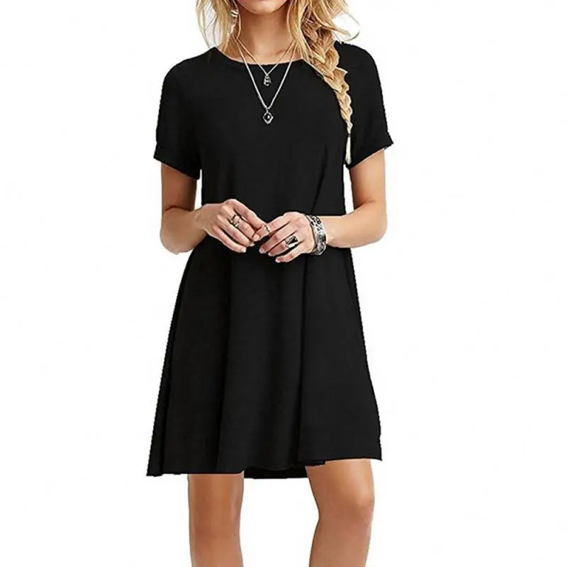 Latest Women Summer Short Sleeve Dresses Fashion Women's Solid Color Clothing Girls Dail aperçu 4