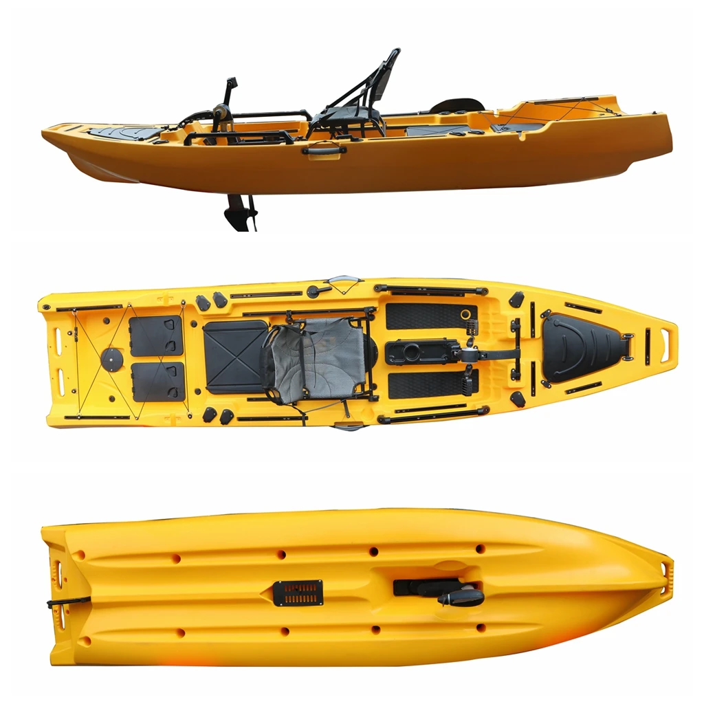Vicking 12.5ft Fishing Boat Pedal Drive Kayak with Electric Trolling Jet Motor Engine Lldpe Material Hard Plastic for Sale