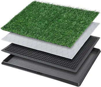 Dog Grass Pet Loo Indoor/Outdoor Portable Potty, Artificial Grass Patch Bathroom Mat and Washable Pee Pad for Puppy Training