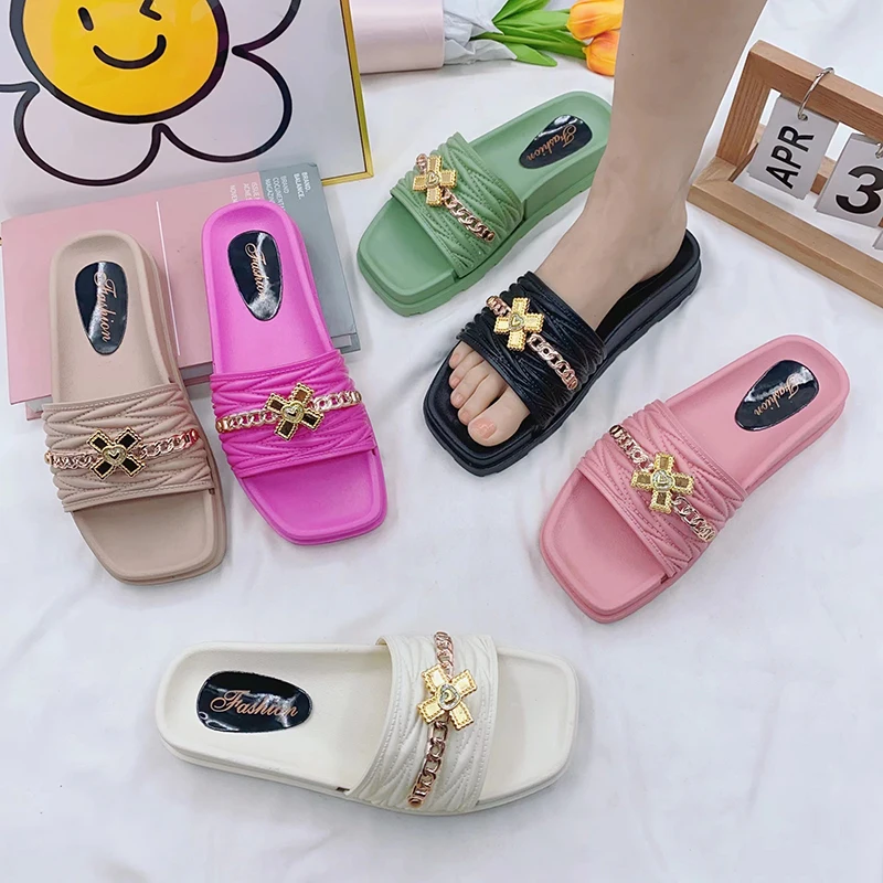 Malaysia Hot Sale New Outdoor Multiple Colors Fashionable Slipper Bow Decoration Slipper Classic Women Sandals slippers