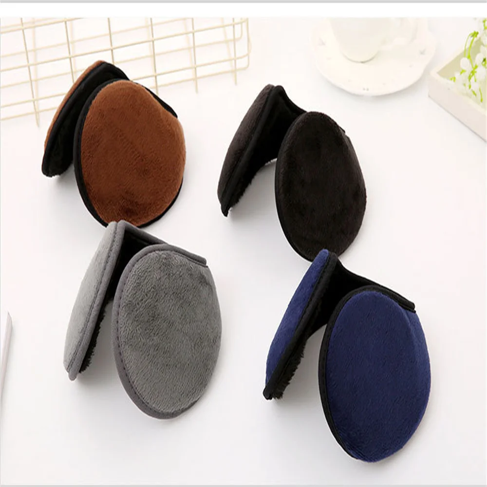 Мягкие плюшевые теплые зимние наушники для мужчин модные однотонные защиты от холода