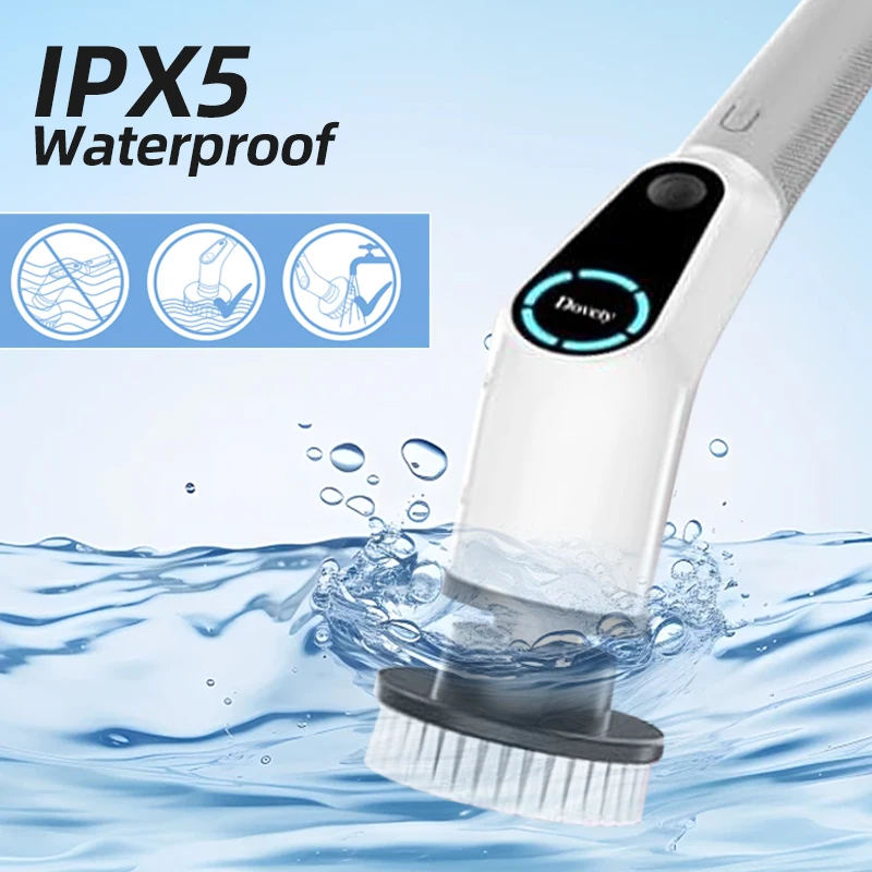 AuSilver Automatic Electric Robot Scrubber Cordless ABS Cleaning Brush for Home Cleaning for Kitchen Bathroom Toilet Long Handle