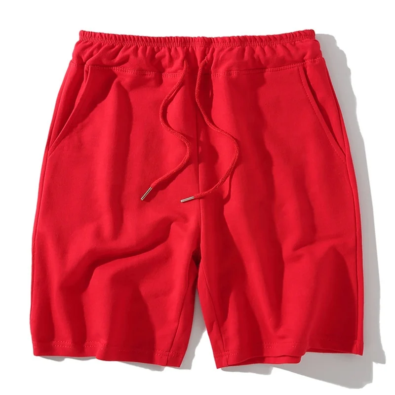 JL-0214A Wholesale 100% Cotton French Terry Fifth Men Sweat Shorts Red Athletic Shorts Ultra Light Breathable Shorts Men