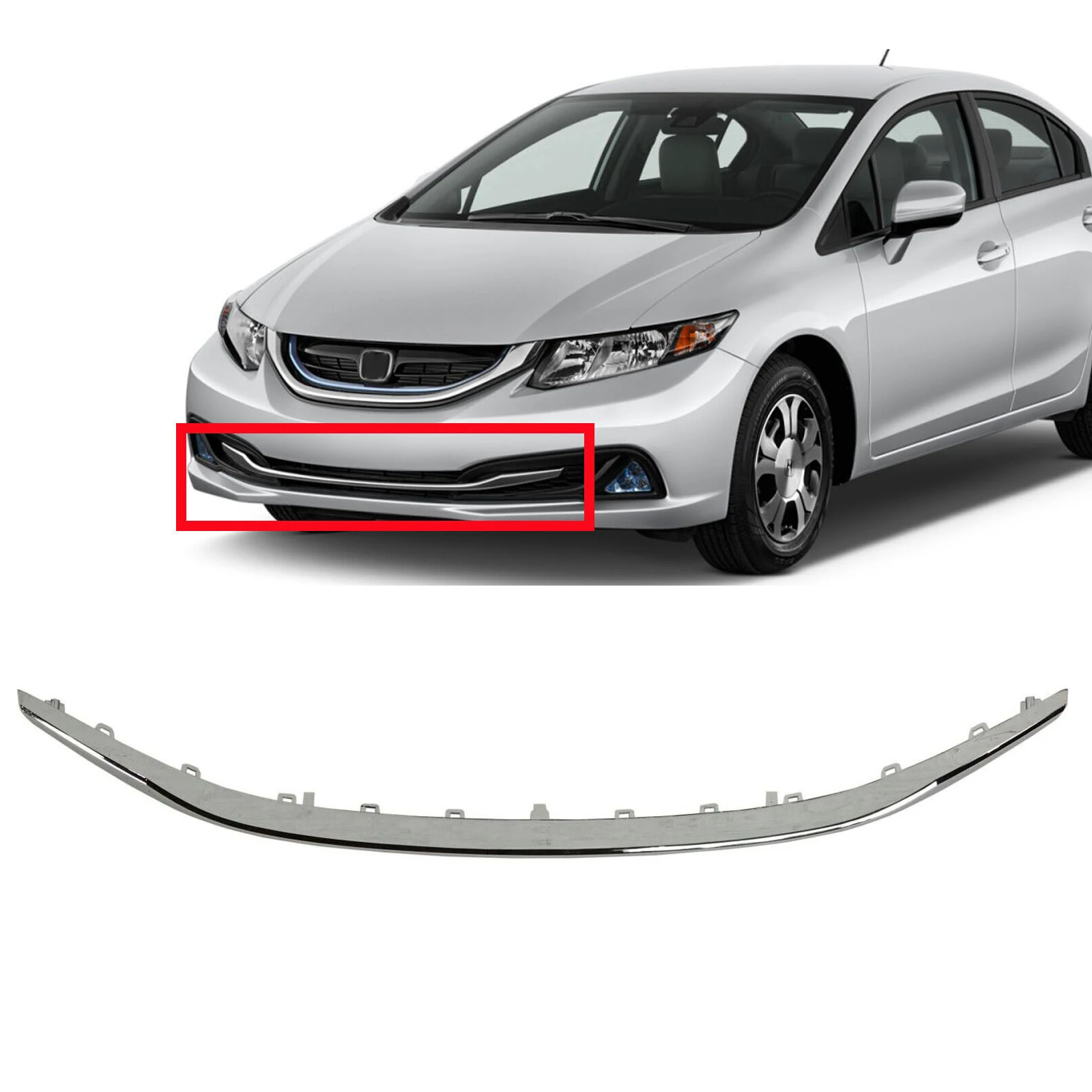 oem car accessories front body parts front bumper trim chrome molding for honda CIVIC 2013 2014 2015 SEDAN