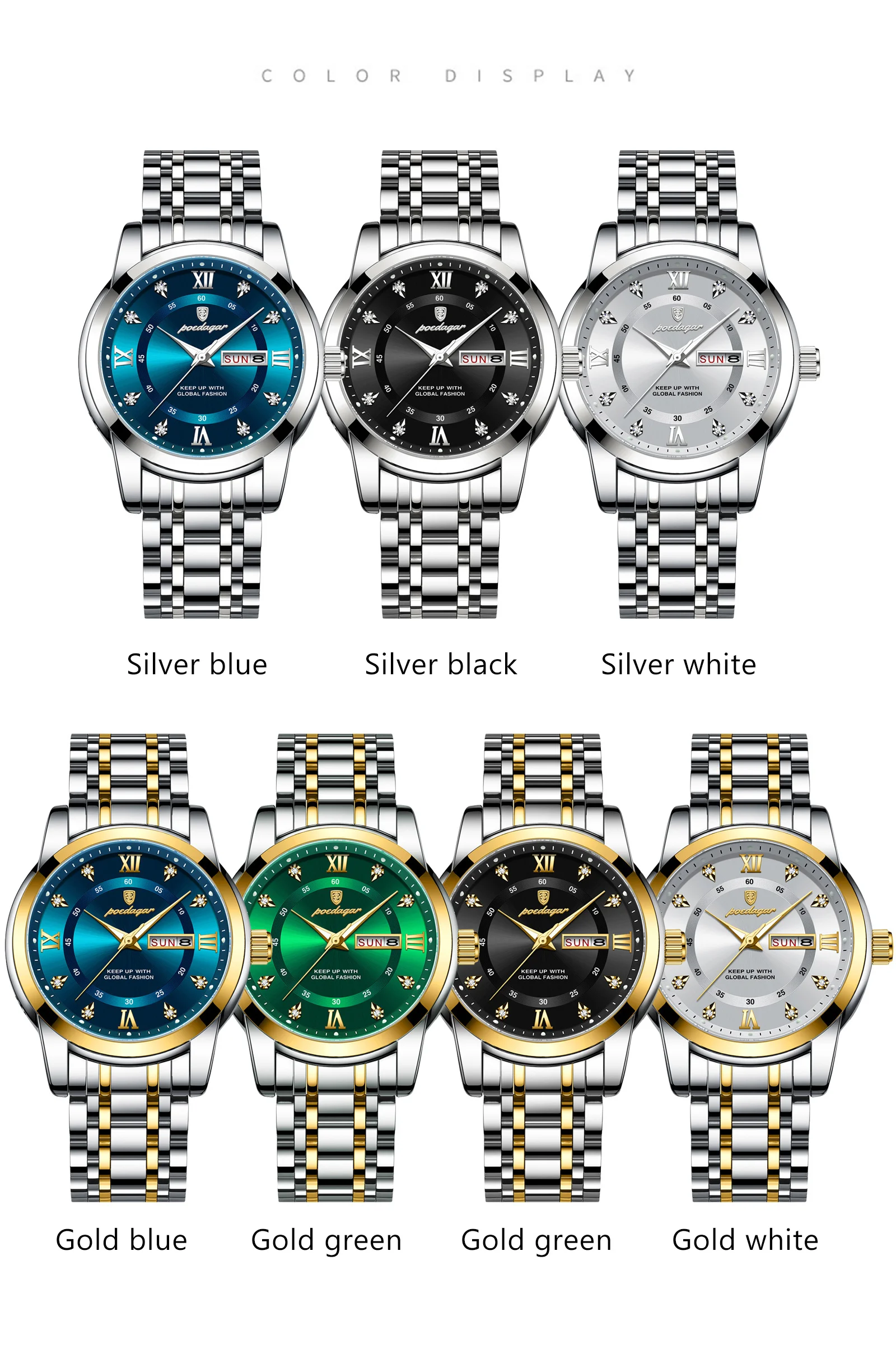 Poedagar 936 Man Quartz Wristwatch for Men Luxury Luminous Stainless Steel Montre Homme RelojesNew Business Fashion Casual Watch