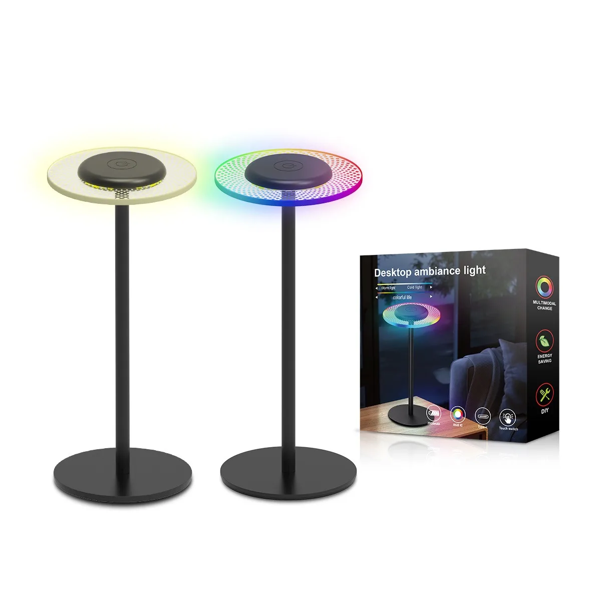 RGB LED Light A Pair Room Decor Abyss Lamp Bluetooth Ambient Night Light Desktop Mood Lighting for TV PC Gaming Christmas Gift