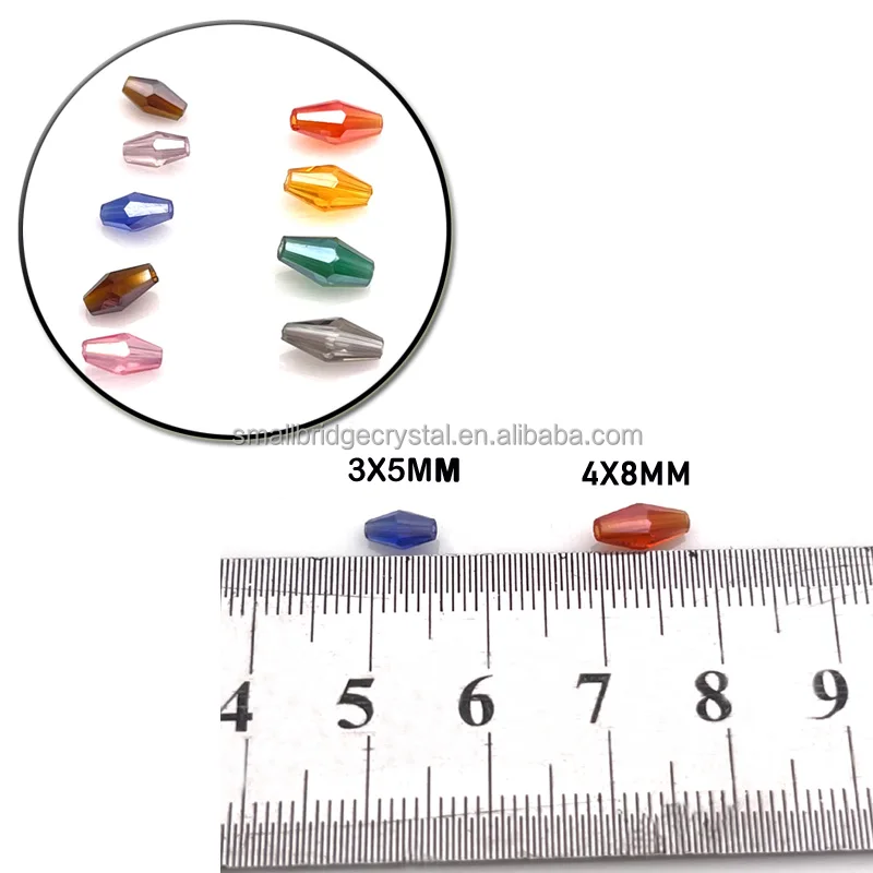 4X8mm Long bicone glass beads for Jewelry making DIY horse eye crystal beads for hair accessories ornament glass loose  beads factory