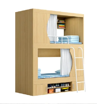 Bedroom Dormitory Modern Storage Furniture Loft Bed Solid Wooden Double Bunk Bed For Adults