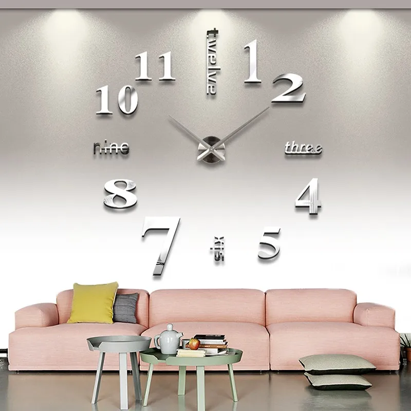 Metalate Sticker Frameless Digital 3d Diy Mounted Wall Art Clock