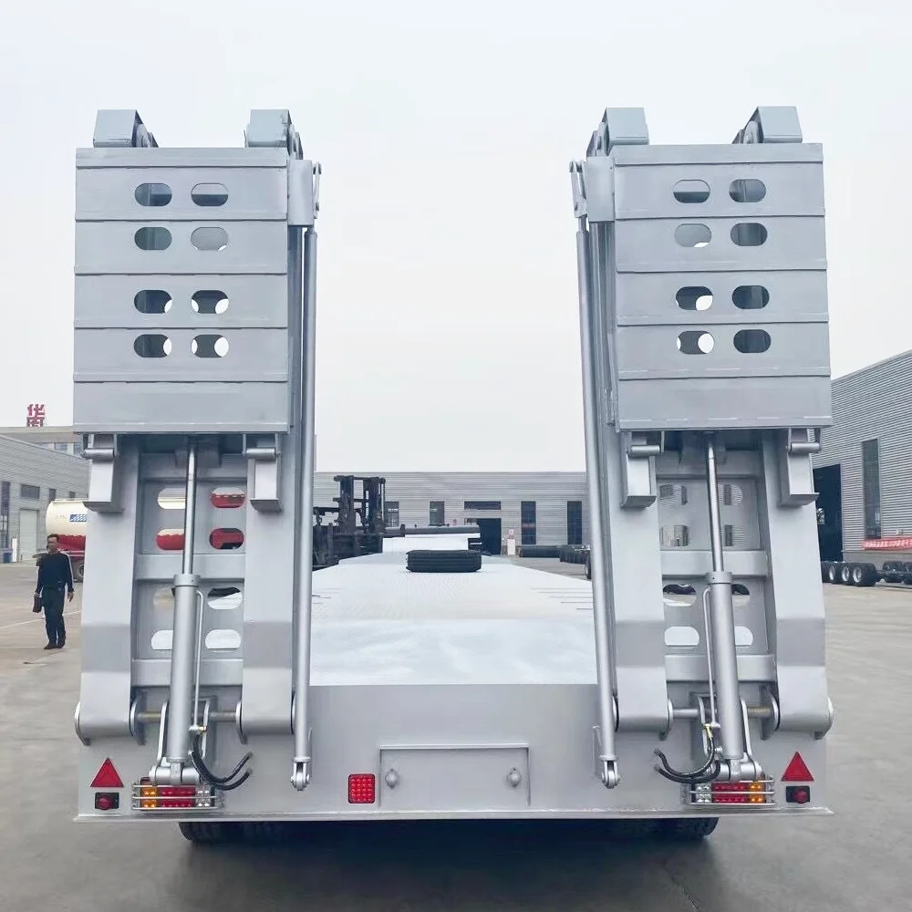 ZW Group Customize Heavy Duty 80T 4 Axles Lowbed Semi Trailer Equipment Hauler Lowboy Truck Trailer for Zambia