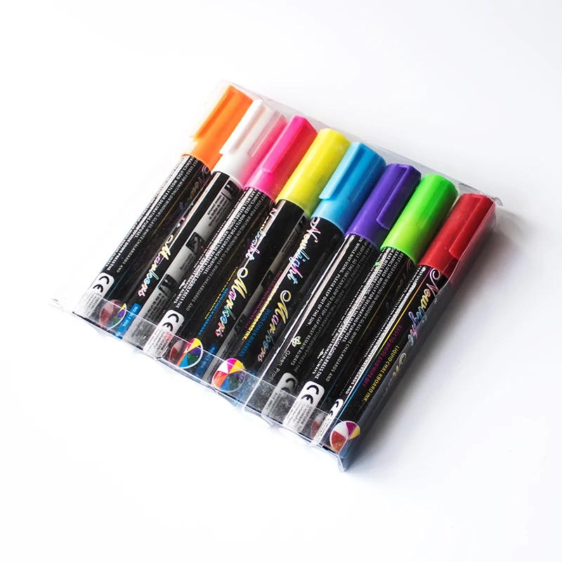 8 colors neon pens erasable glitter