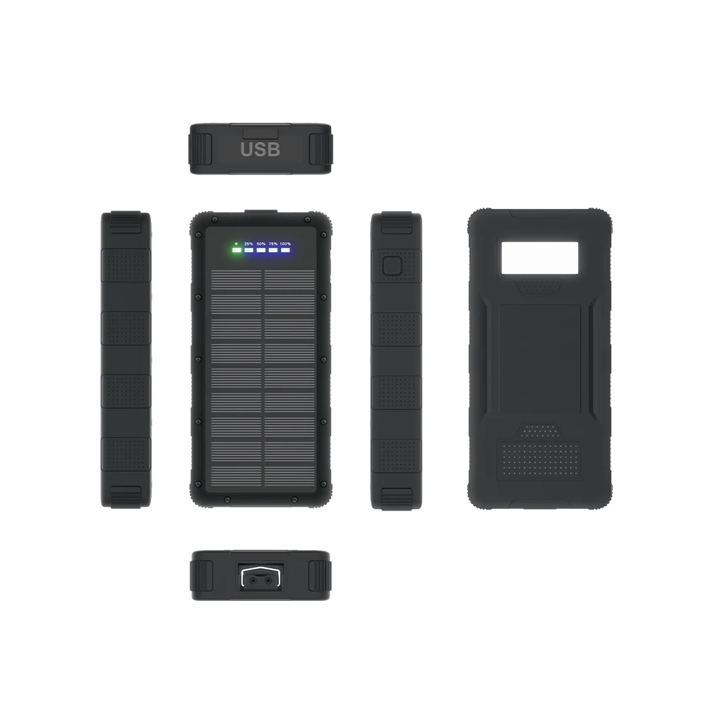 15W Solar Power Bank 30000mAh IP67 Waterproof Built-in USB-A+C Ports LED Lights Portable Charger Outdoor Charging Station SP6730
