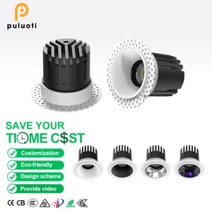 PULUOTI Modern Style Ceiling Embedded Frameless Spotlight 8W 12W 15W COB Light Full Spectrum Eye-friendly High-quality Spotlight