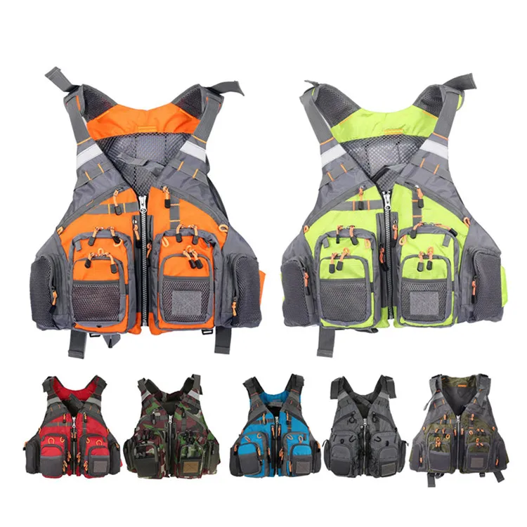 Breathable Adjustable Size Polyester Mesh Design Fly Fishing Safety Life  Jacket Vest for Swimming Sailing Boating