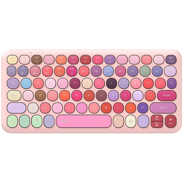 Rapoo Remolen Pre2 Mini 78Keys Round Mini Retro Woman Girl Wireless Bt Cute Colorful Keyboard Mobile Phone