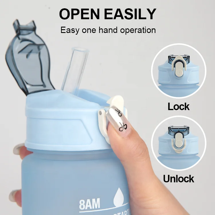 Gloway 3Pcs/Set 300ml 750ml 2000ml Outdoor Sport or Gym BPA-Free Plastic Fitness Motivation Water Bottle With Time Maker