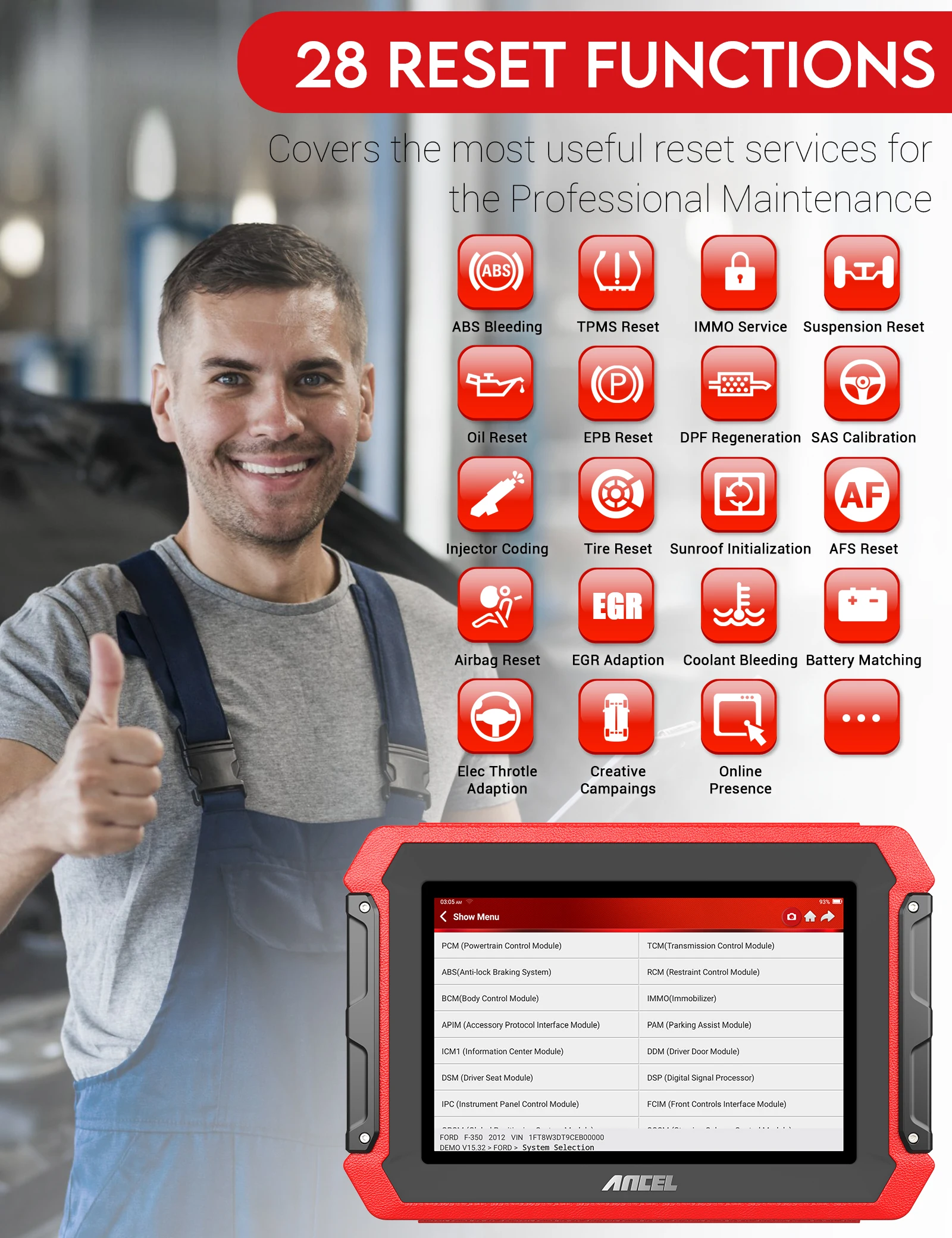 ANCEL DS600 Special Functions