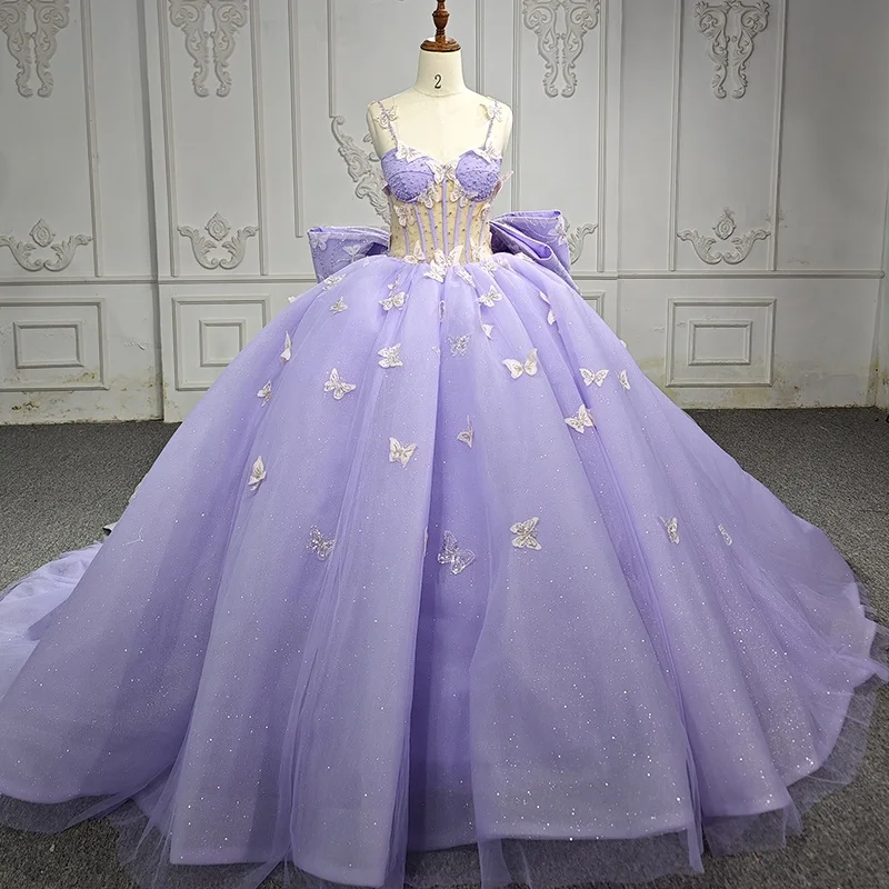Jancember 5690 Luxury Purple Butterfly Bow Empire Evening Quinceanera Dresses Jancember 5690 Luxury Purple Butterfly Bow Empire Evening Quinceanera Dresses