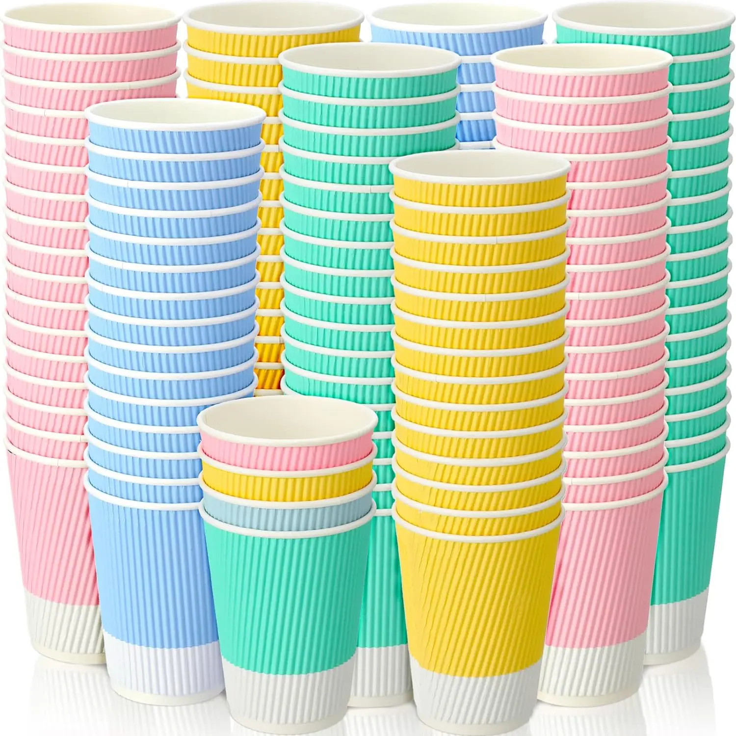 Custom corrugated coffee paper cup with lid ripple wall cups printing wholesale factory price