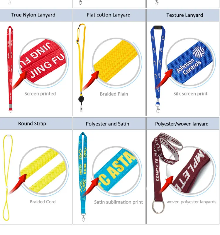 কাস্টম নাইলন পলিস্টার কাস্টমাইজড ল্যানার্ডস প্রিন্ট কীচেইন নেক স্ট্র্যাপ মেডেল সুব্লিমেটেড কার্ড হোল্ডার লোগো সহ ল্যানার্ড কাস্টম 6