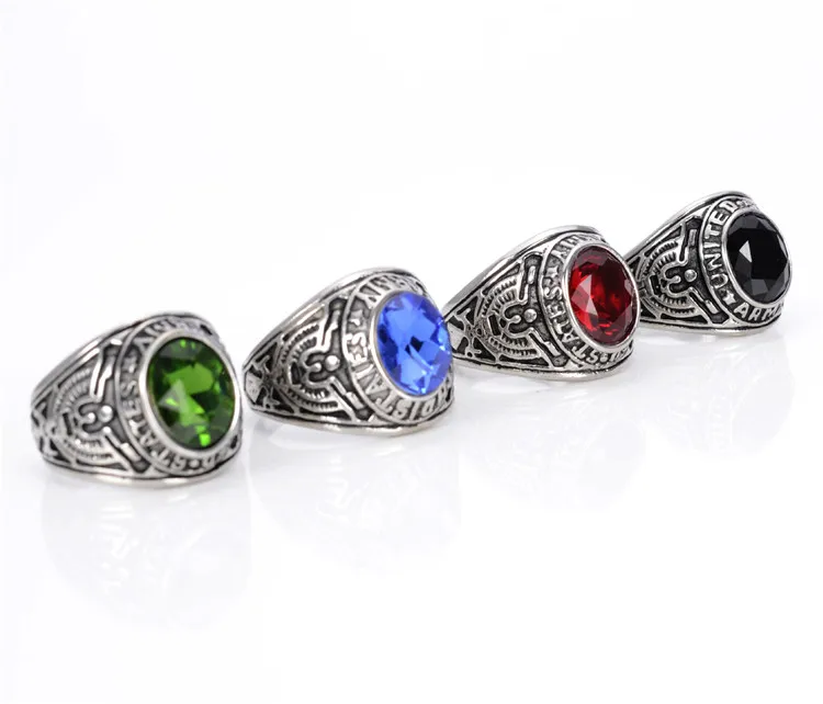 Retro Silver Black High Quality 12 Birthstones Stainless Steel United ...