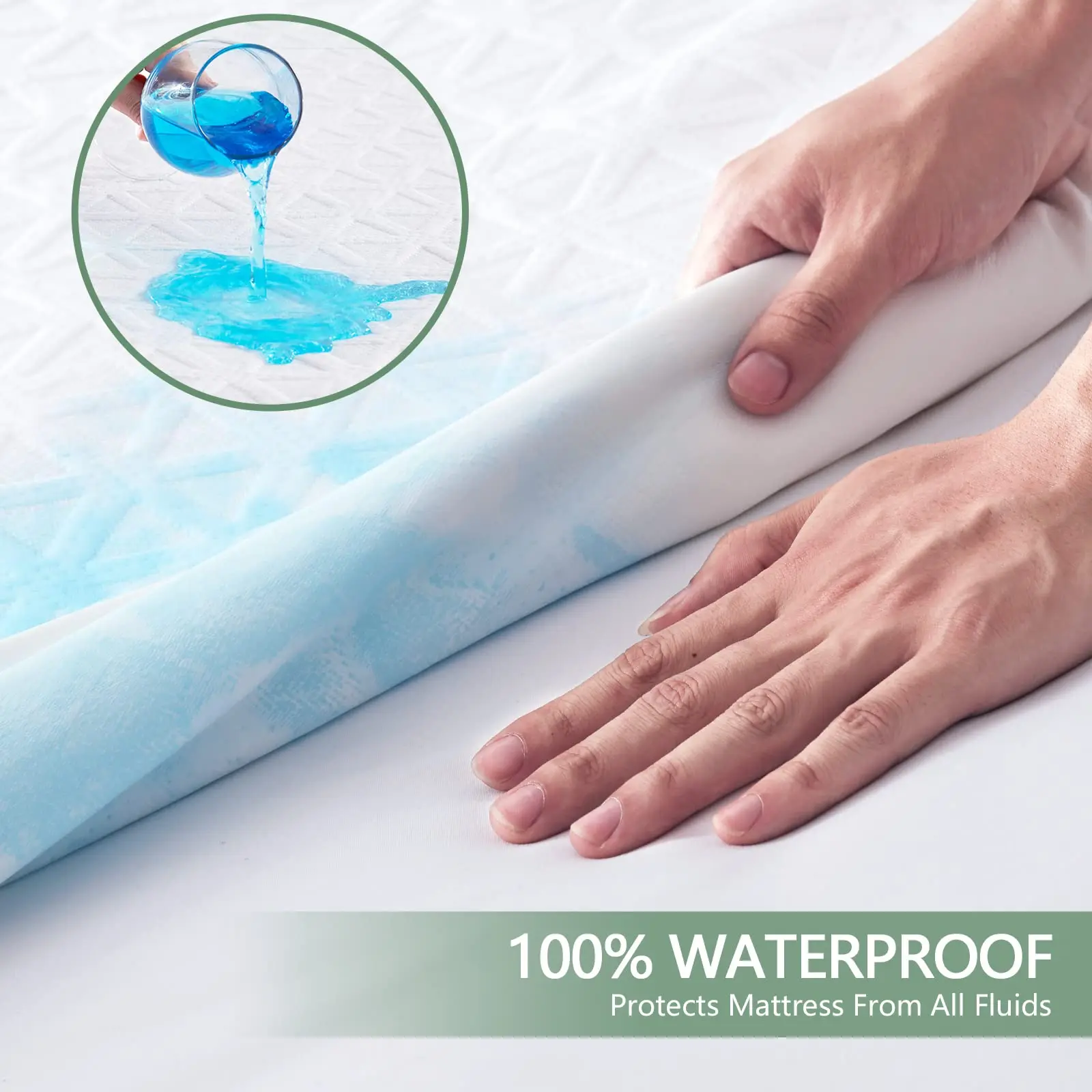 Bamboo Fiber White Waterproof Mattress Protector