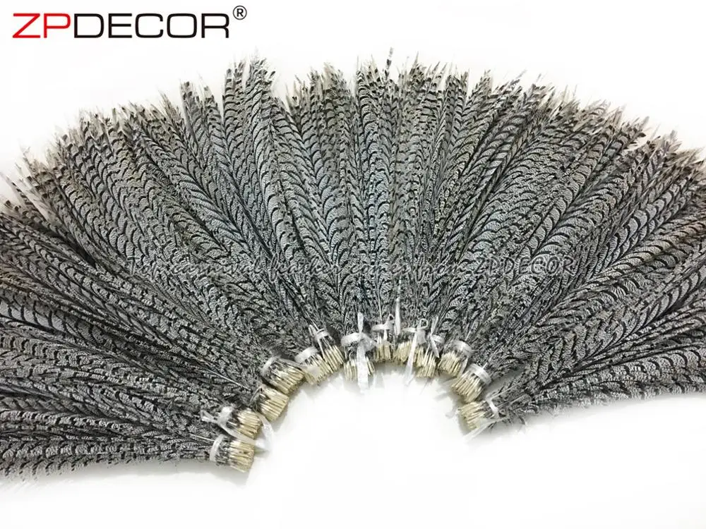ZPDECOR Wholesale Long Size 90-100 cm Stock Natural Zebra Lady Amherst Pheasant Tail Feather for Brazilian Carnival Costume