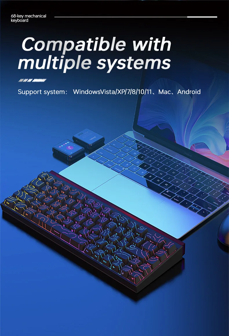 AJAZZ NK68 Red Axis Mechanical RGB Keyboard Wired Office Computer