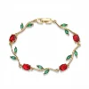 Golden red diamond tulip bracelet