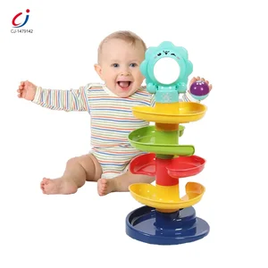 Chengji Spiral Ball Track Rotating Tower Toy Baby Educational Diy Assembly Colorful 3 Layers Rolling Ball Track Game