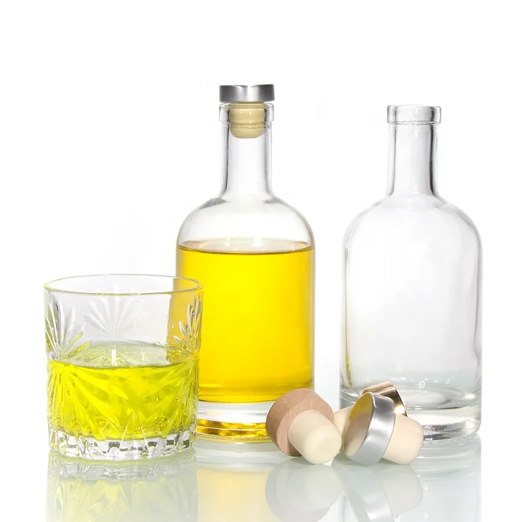Thick Bottom Round Beverage Fruit Liquor Glass Bottle 375ml Screw Top Glass  Wine Bottles