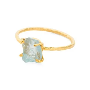 Wholesale Gold Plated New Arrival Minimalist  Irregular Raw Stone Crystal Rings Rough Gemstone Gold Plated Jewelry for Women