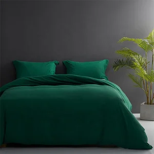 Machine Washable King Size Juego De Cama 3pcs Duvet Cover Set Deep Green Pillow Case Bed Sheet Bedding Set Duvet Cover
